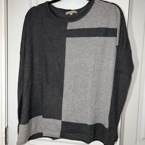 Joan Vass Grey and Pattern Long Sleeve